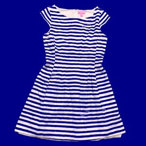 LILLY PULITZER Briella Iris Blue Society Stripe Fit & Flare Nautical Boat Dress